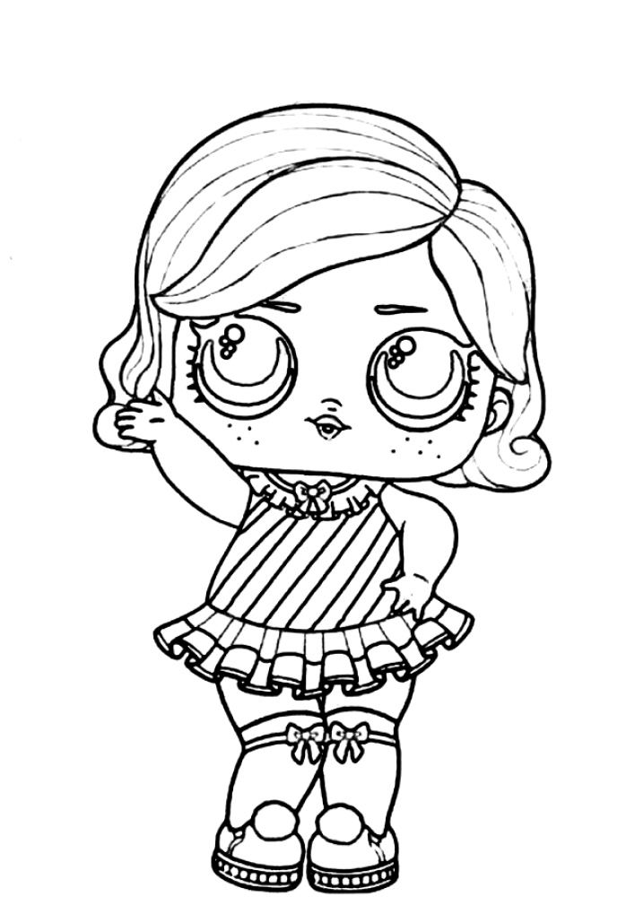 Coloring page Beautiful woman in a fashionable dress Print